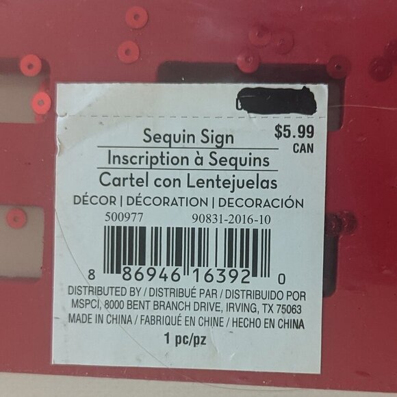 NWT Red Sequin Glitter Sweet Sign Block Letters Home Decor Blingy Christmas Gift - Picture 5 of 5